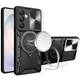 Superior Series Hybrid Case with Magnetic Ring Stand and Camera Lens Cover for Samsung Galaxy S26 FE - Black