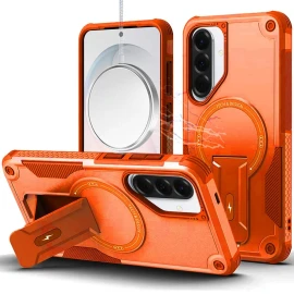 Military Grade HD Armor Magnetic Case with Kickstand for Samsung Galaxy S26 FE - Cosmic Orange