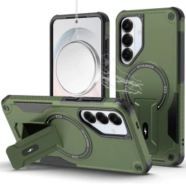 Military Grade HD Armor Magnetic Case with Kickstand for Samsung Galaxy S26 FE - Green