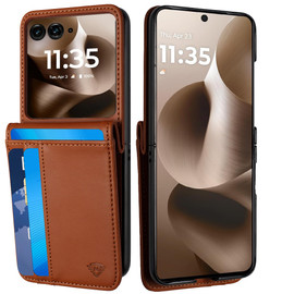 Luxury Leather Wallet Case for Motorola Razr Ultra 2026 / 2025 - Brown