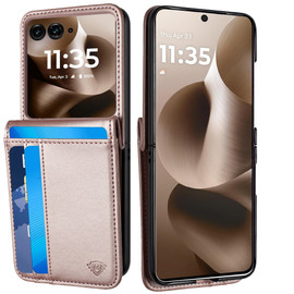 Luxury Leather Wallet Case for Motorola Razr Ultra 2026 / 2025 - Rose Gold