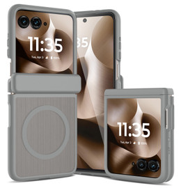 Shade Series Magnetic Ring Hybrid Case with Hinge Protection for Motorola Razr 2026 / 2025 / 2024 - Grey