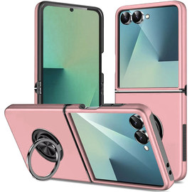 360 Rotating Ring Grip Hybrid Case for Samsung Galaxy Z Flip 7 - Pink