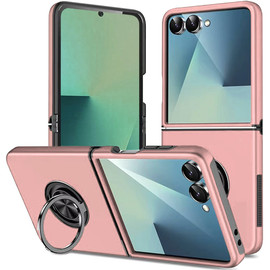 360 Rotating Ring Grip Hybrid Case for Samsung Galaxy Z Flip 7 - Rose Gold