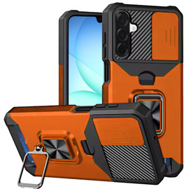Military Grade All-In-One Ring Stand Card Case for Samsung Galaxy A27 5G - Cosmic Orange