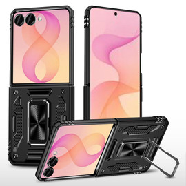 Military Grade Ring Grip Hybrid Case for Samsung Galaxy Z Flip 8 - Black