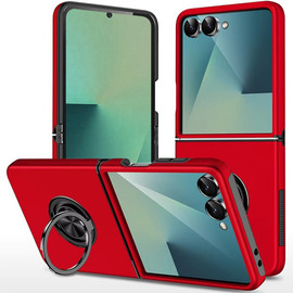360 Rotating Ring Grip Hybrid Case for Samsung Galaxy Z Flip 8 - Red