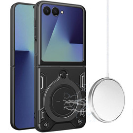 Superior Series Hybrid Case with Magnetic Ring Stand for Samsung Galaxy Z Flip 8 - Black