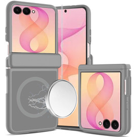 Shade Series Magnetic Ring Hybrid Case with Hinge Protection for Samsung Galaxy Z Flip 8 - Grey