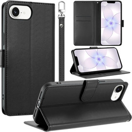 Element Series Book-Style Leather Folio Wallet Case for iPhone 17e / 16e - Black
