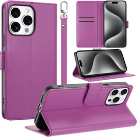 Element Series Book-Style Leather Folio Wallet Case for iPhone 15 Pro Max - Purple