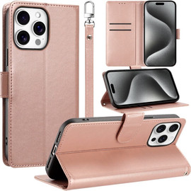 Element Series Book-Style Leather Folio Wallet Case for iPhone 15 Pro Max - Rose Gold