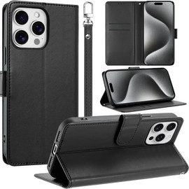 Element Series Book-Style Leather Folio Wallet Case for iPhone 14 Pro Max - Black