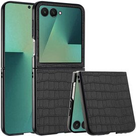 Alligator Skin Texture Leather Protective Cover for Samsung Galaxy Z Flip 8 - Black