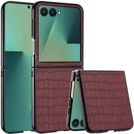 Alligator Skin Texture Leather Protective Cover for Samsung Galaxy Z Flip 8 - Brown
