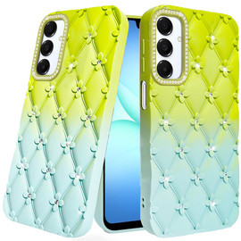 Floral Joy Diamond Crystal TPU Case for Samsung Galaxy A17 5G - Light Green Teal