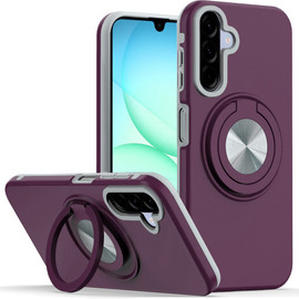 Circular Series Hybrid Case with Rotating Ring Stand for Samsung Galaxy A17 5G - Dark Cherry