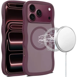 Shade Series Curly Wave Grip Hybrid Case with MagSafe for iPhone 18 Pro Max and iPhone 17 Pro Max - Burgundy