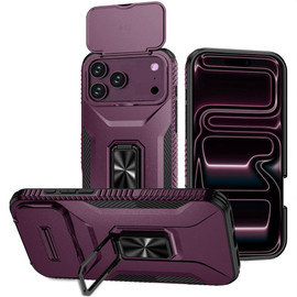 Combat Tough Series Ring Holder Case with Camera Lens Cover for iPhone 18 Pro Max and iPhone 17 Pro Max - Burgundy