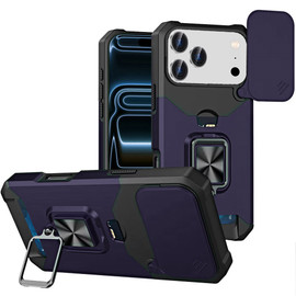 Military Grade All-In-One Ring Stand Card Case for iPhone 18 Pro Max and iPhone 17 Pro Max - Purple