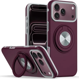 Circular Series Hybrid Case with Rotating Ring Stand for iPhone 18 Pro Max and iPhone 17 Pro Max - Burgundy