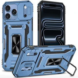 Military Grade Ring Holder Case with Camera Lens Cover for iPhone 18 Pro Max and iPhone 17 Pro Max - Light Blue