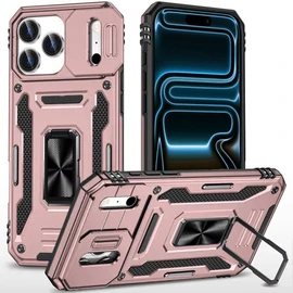 Military Grade Ring Holder Case with Camera Lens Cover for iPhone 18 Pro Max and iPhone 17 Pro Max - Rose Gold