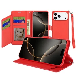 Extra Series Essential Leather Wallet Stand Case for iPhone 18 Pro Max and iPhone 17 Pro Max - Red