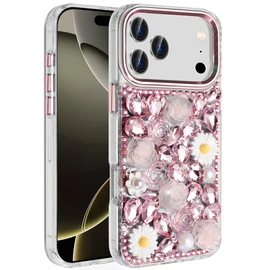 Luxurious Bling 3D Crystal Diamond Case for iPhone 18 Pro Max and iPhone 17 Pro Max - Pink