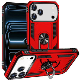 Military Grade Hybrid Case with Ring Grip for iPhone 18 Pro Max and iPhone 17 Pro Max - Red