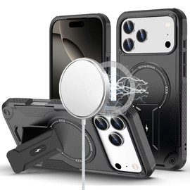 Military Grade HD Armor MagSafe Case with Kickstand for iPhone 18 Pro and iPhone 17 Pro - Black