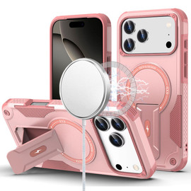 Military Grade HD Armor MagSafe Case with Kickstand for iPhone 18 Pro and iPhone 17 Pro - Pink
