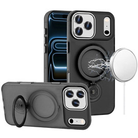 Candy Series MagSafe Hybrid Case with Kickstand Ring Holder for iPhone 18 Pro and iPhone 17 Pro - Black