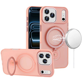 Candy Series MagSafe Hybrid Case with Kickstand Ring Holder for iPhone 18 Pro and iPhone 17 Pro - Pink