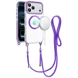 Transparent Protective Bumper Case with MagSafe and Lanyard for iPhone 18 Pro and iPhone 17 Pro - Purple