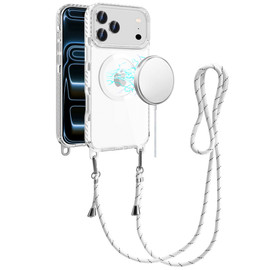 Transparent Protective Bumper Case with MagSafe and Lanyard for iPhone 18 Pro and iPhone 17 Pro - White