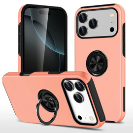 360 Rotating Ring Grip Hybrid Case for iPhone 18 Pro and iPhone 17 Pro - Rose Gold