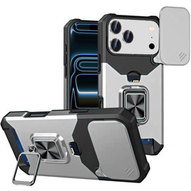 Military Grade All-In-One Ring Stand Card Case for iPhone 18 Pro and iPhone 17 Pro - Silver