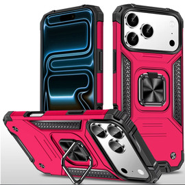 Military Grade Robust Series Hybrid Case with Ring Grip for iPhone 18 Pro and iPhone 17 Pro - Hot Pink
