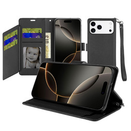 Extra Series Essential Leather Wallet Stand Case for iPhone 18 Pro and iPhone 17 Pro - Black
