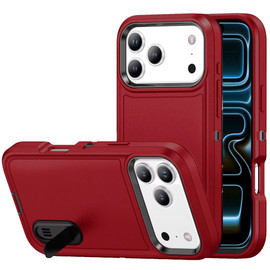 Military Grade TUFF Hybrid Armor Case with Kickstand for iPhone 18 Pro Max and iPhone 17 Pro Max - Red
