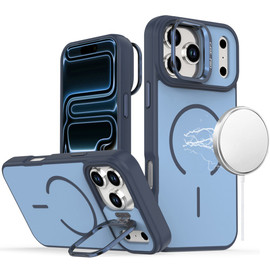 InFrame Series MagSafe Hybrid Case with Camera Ring Stand for iPhone 18 Pro and iPhone 17 Pro - Navy Blue