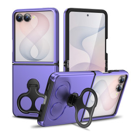 Double Finger Ring Holder Hybrid Stand Case for Samsung Galaxy Z Flip 8 - Purple