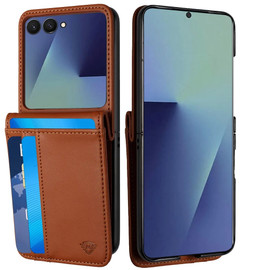 Luxury Leather Wallet Case for Samsung Galaxy Z Flip 8 - Brown