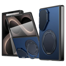 Tough Shield Hybrid Case with Magnetic Ring Holder and Camera Lens Cover for Samsung Galaxy Z Fold 8 - Blue