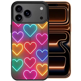 Sublimation Printing Designer Series Case for iPhone 18 Pro Max and iPhone 17 Pro Max - Neon Hearts