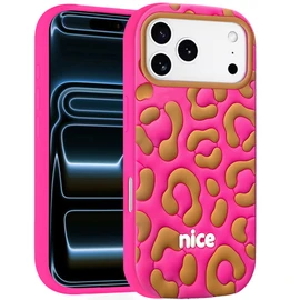 Safari Design Aesthetic Silicone Case for iPhone 18 Pro and iPhone 17 Pro - Hot Pink