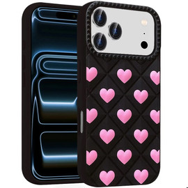 Heart Design Aesthetic Silicone Case for iPhone 18 Pro and iPhone 17 Pro - Black