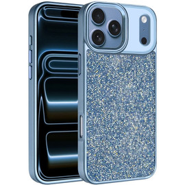 Dazzling Mini Crystal Hybrid Case for iPhone 18 Pro and iPhone 17 Pro - Light Blue