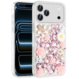 Dazzling Bling 3D Crystal Diamond Case for iPhone 18 Pro Max and iPhone 17 Pro Max - Pink